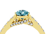 Yellow gold Pear Cut Diamond Solitaire Ring with Pavé Band and Prong Setting_4