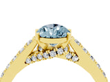 Yellow gold Pear Cut Diamond Solitaire Ring with Pavé Band and Prong Setting_4