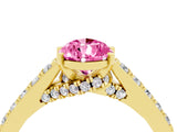 Yellow gold Pear Cut Diamond Solitaire Ring with Pavé Band and Prong Setting_4