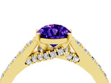 Yellow gold Pear Cut Diamond Solitaire Ring with Pavé Band and Prong Setting_4