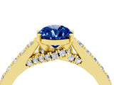 Yellow gold Pear Cut Diamond Solitaire Ring with Pavé Band and Prong Setting_4