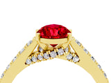 Yellow gold Pear Cut Diamond Solitaire Ring with Pavé Band and Prong Setting_4