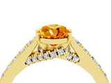 Yellow gold Pear Cut Diamond Solitaire Ring with Pavé Band and Prong Setting_4