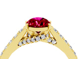 Yellow gold Pear Cut Diamond Solitaire Ring with Pavé Band and Prong Setting_4