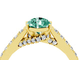 Yellow gold Pear Cut Diamond Solitaire Ring with Pavé Band and Prong Setting_4