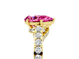 Yellow gold Pear Cut Diamond Solitaire Ring with Pavé Band and Prong Setting_5