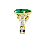 Yellow gold Pear Cut Diamond Solitaire Ring with Pavé Band and Prong Setting_5