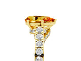 Yellow gold Pear Cut Diamond Solitaire Ring with Pavé Band and Prong Setting_5