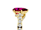 Yellow gold Pear Cut Diamond Solitaire Ring with Pavé Band and Prong Setting_5