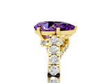 Yellow gold Pear Cut Diamond Solitaire Ring with Pavé Band and Prong Setting_5