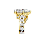 Yellow gold Pear Cut Diamond Solitaire Ring with Pavé Band and Prong Setting_5