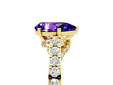 Yellow gold Pear Cut Diamond Solitaire Ring with Pavé Band and Prong Setting_5