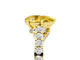 Yellow gold Pear Cut Diamond Solitaire Ring with Pavé Band and Prong Setting_5
