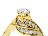 Yellow gold Pear Cut Diamond Solitaire Ring with Prong Setting and Twisted Pavé Band_7
