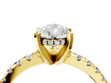 Yellow gold Pear Cut Diamond Solitaire Ring with Round  Pavé Band and Four-Prong Setting_47