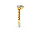 Yellow gold Pear Cut Diamond Solitaire Ring with Round with Citrine side stone Pavé Band and Four-Prong Setting_38