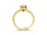 Yellow gold Pear Cut Diamond Solitaire Ring with Round with Citrine side stone Pavé Band and Four-Prong Setting_39