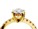 Yellow gold Pear Cut Diamond Solitaire Ring with Round with Citrine side stone Pavé Band and Four-Prong Setting_40