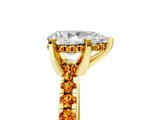 Yellow gold Pear Cut Diamond Solitaire Ring with Round with Citrine side stone Pavé Band and Four-Prong Setting_41
