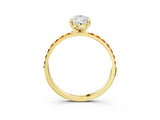 Yellow gold Pear Cut Diamond Solitaire Ring with Round with Citrine side stone Pavé Band and Prong Setting_15