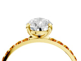 Yellow gold Pear Cut Diamond Solitaire Ring with Round with Citrine side stone Pavé Band and Prong Setting_16