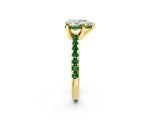 Yellow gold Pear Cut Diamond Solitaire Ring with Round with Emerald side stone Pavé Band and Four-Prong Setting_38