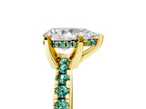 Yellow gold Pear Cut Diamond Solitaire Ring with Round with Green Sapphire side stone Pavé Band and Four-Prong Setting_41