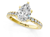 Yellow gold Pear Cut Diamond Solitaire Ring with Round with Moissanite side stone Pavé Band and Four-Prong Setting_37