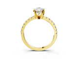 Yellow gold Pear Cut Diamond Solitaire Ring with Round with Moissanite side stone Pavé Band and Four-Prong Setting_39