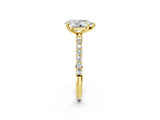 Yellow gold Pear Cut Diamond Solitaire Ring with Round with Moissanite side stone Pavé Band and Prong Setting_14