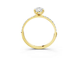 Yellow gold Pear Cut Diamond Solitaire Ring with Round with Moissanite side stone Pavé Band and Prong Setting_15