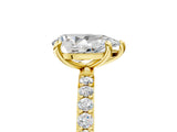 Yellow gold Pear Cut Diamond Solitaire Ring with Round with Moissanite side stone Pavé Band and Prong Setting_17