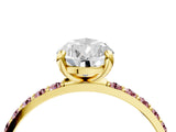 Yellow gold Pear Cut Diamond Solitaire Ring with Round with Morganite side stone Pavé Band and Prong Setting_16