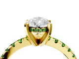 Yellow gold Pear Cut Diamond Solitaire Ring with Round with Peridot side stone Pavé Band and Four-Prong Setting_40