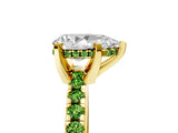 Yellow gold Pear Cut Diamond Solitaire Ring with Round with Peridot side stone Pavé Band and Four-Prong Setting_41