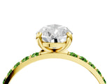 Yellow gold Pear Cut Diamond Solitaire Ring with Round with Peridot side stone Pavé Band and Prong Setting_4