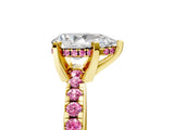 Yellow gold Pear Cut Diamond Solitaire Ring with Round with Pink Sapphire side stone Pavé Band and Four-Prong Setting_41