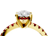 Yellow gold Pear Cut Diamond Solitaire Ring with Round with Ruby side stone Pavé Band and Four-Prong Setting_40