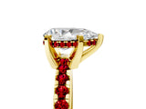 Yellow gold Pear Cut Diamond Solitaire Ring with Round with Ruby side stone Pavé Band and Four-Prong Setting_41