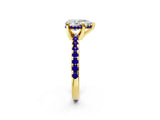 Yellow gold Pear Cut Diamond Solitaire Ring with Round with Tanzanite side stone Pavé Band and Four-Prong Setting_38