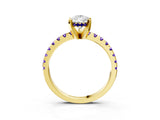 Yellow gold Pear Cut Diamond Solitaire Ring with Round with Tanzanite side stone Pavé Band and Four-Prong Setting_39