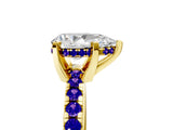 Yellow gold Pear Cut Diamond Solitaire Ring with Round with Tanzanite side stone Pavé Band and Four-Prong Setting_41