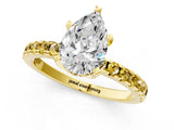 Yellow gold Pear Cut Diamond Solitaire Ring with Round with Yellow Sapphire side stone Pavé Band and Four-Prong Setting_37