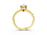 Yellow gold Pear Cut Diamond Solitaire Ring with Round with Yellow Sapphire side stone Pavé Band and Four-Prong Setting_39