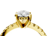 Yellow gold Pear Cut Diamond Solitaire Ring with Round with Yellow Sapphire side stone Pavé Band and Four-Prong Setting_40