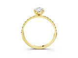 Yellow gold Pear Cut Diamond Solitaire Ring with Round with Yellow Sapphire side stone Pavé Band and Prong Setting_27