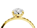 Yellow gold Pear Cut Diamond Solitaire Ring with Round with Yellow Sapphire side stone Pavé Band and Prong Setting_28
