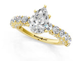 Yellow gold Pear Cut Diamond Solitaire Ring with Shared Prong Pavé Band and Four-Prong Setting_85