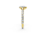 Yellow gold Pear Cut Diamond Solitaire Ring with Shared Prong Pavé Band and Four-Prong Setting_86