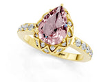 Yellow gold Pear Cut Diamond Solitaire Ring with Shared Prong Pavé Band_1